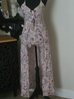 Jaase Light Pink Floral High-Low Jumpsuit Romper